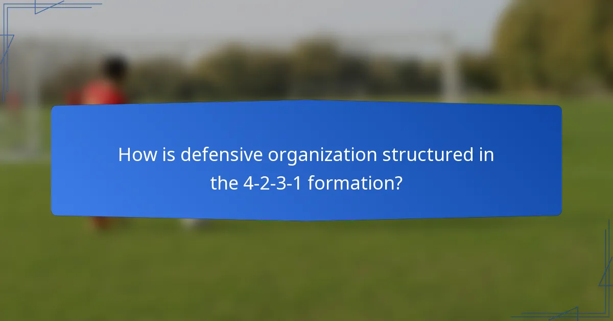 How is defensive organization structured in the 4-2-3-1 formation?