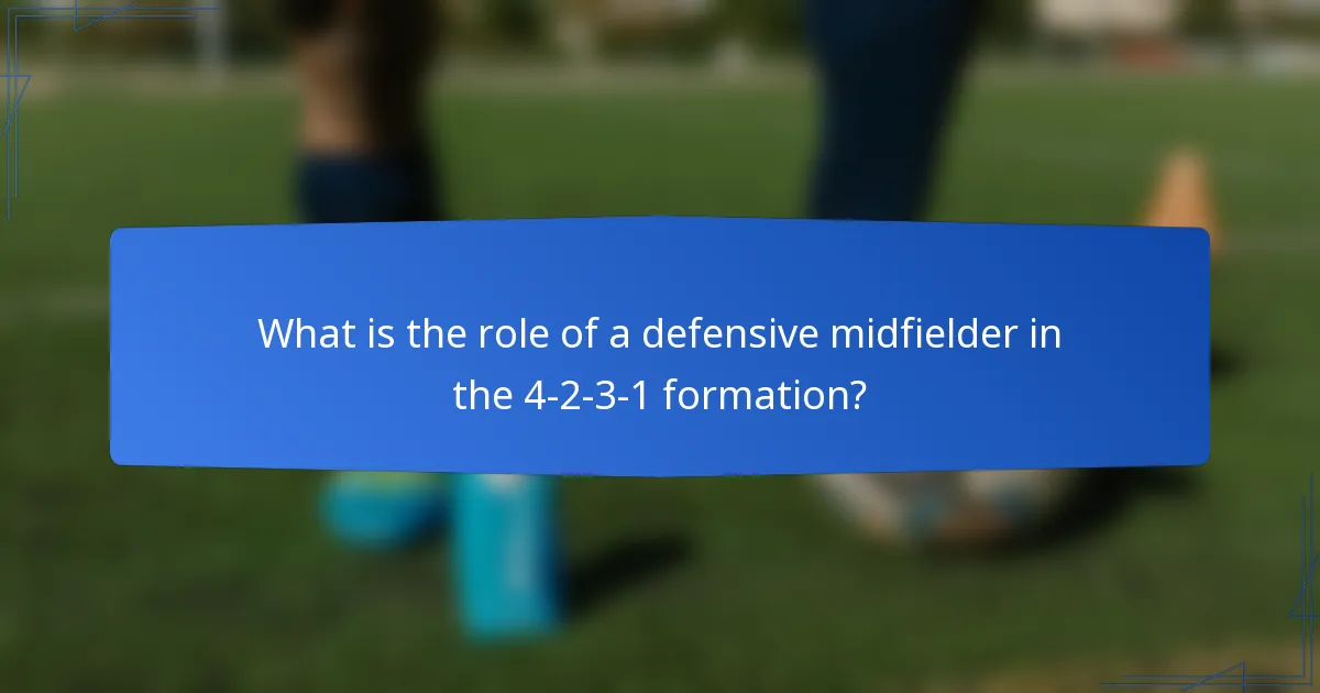 What is the role of a defensive midfielder in the 4-2-3-1 formation?